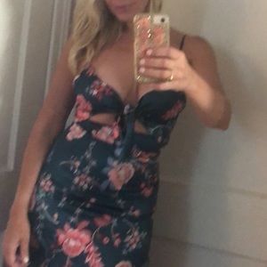 Emerald green floral dress